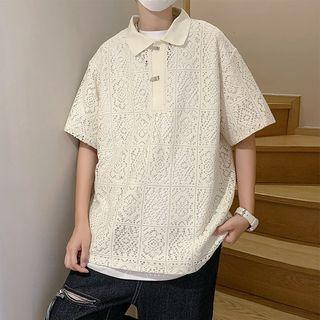 Short Sleeve Eyelet Polo Shirt