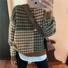 Houndstooth Panel Sweater As Shown In Figure - One Size