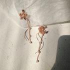 Non-matching Rhinestone Faux Pearl Dangle Earring 1 Pair - Rose Gold - One Size