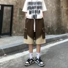 Patched Denim Cargo Shorts