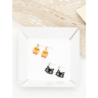 Glass Bead Cat / Chicken Dangle Earring