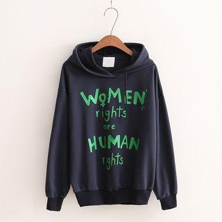 Long-sleeve Lettering Hooded Pullover
