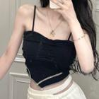 Shirred Asymmetrical Crop Camisole Top