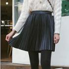 Faux Leather Mini Pleated A-line Skirt