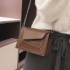 Studded Faux Leather Flap Crossbody Bag