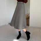 Band-waist Herringbone Skirt With Belt