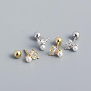 Rhinestone Bead Stud Earring