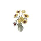 Fashion And Elegant Enamel Sunflower Vase Brooch With Cubic Zirconia Golden - One Size