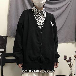 Zebra Print Shirt / Butterfly Embroidered Cardigan