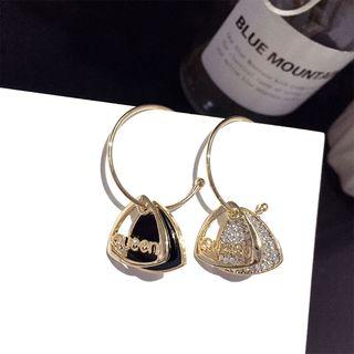 Rhinestone Lettering Alloy Dangle Earring 1 Pair - Silver Earrings - Gold - One Size