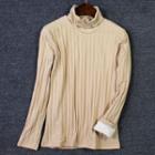 Long-sleeve Fleece-lined T-shirt / Turtleneck Top