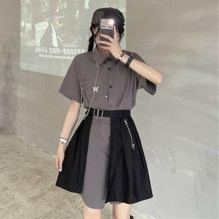 Plain Shirt Dress / Mini Skirt / Set