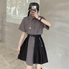 Plain Shirt Dress / Mini Skirt / Set