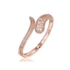 Fashion Elegant Plated Rose Gold Hollow Pattern Cubic Zircon Bangle Rose Gold - One Size