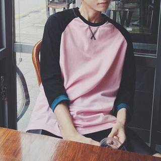 3/4-sleeve Color Block Sweatshirt