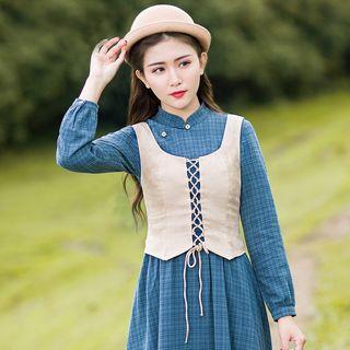 Plain Lace-up Cropped Vest