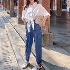 Mock Two-piece 3/4-sleeve Jumpsuit
