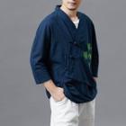 3/4-sleeve Bamboo Embroidered Frog-button Top