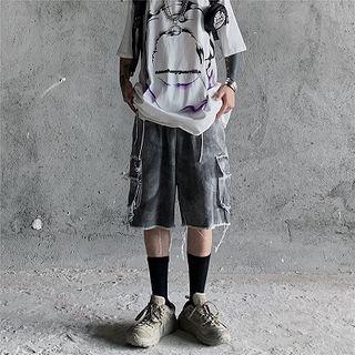 Washed Cargo Shorts As Shown In Figure - One Size