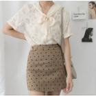 Dotted A-line Skirt Dark Khaki - One Size