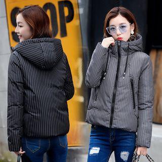 Pinstriped Hooded Padded Jacket
