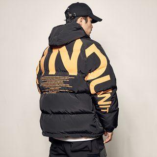 Letter Print Hooded Padded Jacket