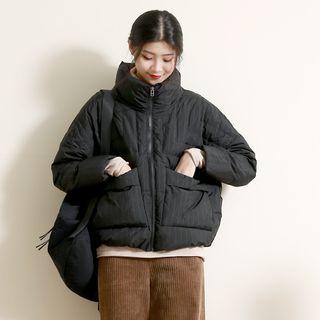 Pinstriped Stand Collar Down Jacket