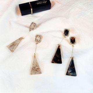 Leopard Print Acrylic Triangle Dangle Earring