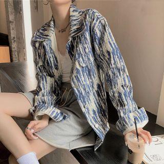 Tie-dye Long-sleeve Denim Jacket