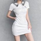 Short-sleeve Sailor Collar Polo Bodycon Dress