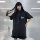 Short Sleeve Butterfly Embroidered Shirt