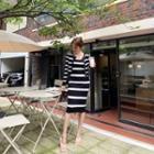 Knit Set: Stripe Crop Cardigan + Sleeveless Midi Dress Black - One Size