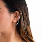 Set Of 3: Faux Pearl Chain Alloy Cuff Earring 3333 - Set Of 3 - Gold - One Size