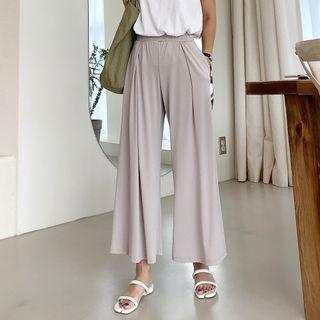 Band-waist Pintuck-trim Culottes
