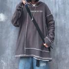 Knit Lettering Hoodie Gray - One Size