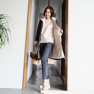 Faux-fur Quilted Long Jacket