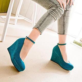 Ankle-strap Wedge Pumps
