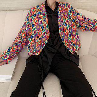 Pattern Double-breasted Blazer
