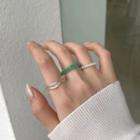 Set Of 3: Alloy Ring (various Designs) Set Of 3 - 01 - J0284 - Silver & Green - One Size