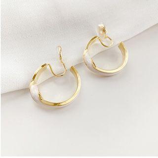Twisted Alloy Open Hoop Earring 1 Pair - Clip On Earring - Gold - One Size