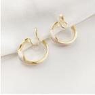Twisted Alloy Open Hoop Earring 1 Pair - Clip On Earring - Gold - One Size