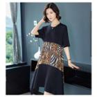Leopard Print Short-sleeve Knit Dress