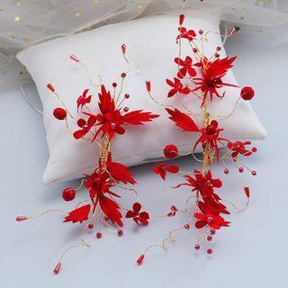 Set Of 2: Bead Flower Hair Clip As Shown In Figure - One Size