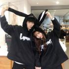 Couple Matching Lettering Rabbit Ear Hoodie