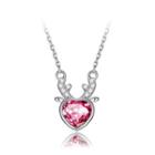 925 Sterling Silver Fashion Elegant Deer Necklace With Red Cubic Zircon Silver - One Size
