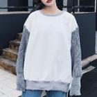Knit Panel Long-sleeve Sweatshirt
