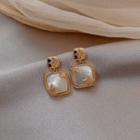 Rhinestone Square Drop Earring 1 Pair - Gold & White - One Size