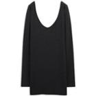 Plain V-neck Long-sleeve Top