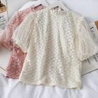 Mesh Short-sleeve Lace Blouse