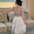 Strapless Floral Top / Midi A-line Dress
